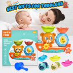 Baby Bath Toys Toddlers 1-3 Bear Kids Bath Tub Toys with 2 Turtle Swimming Wind up Water Toys & 3 Floating Boat Bathtub Toys for Infants Boys Girls 18+ Months Gifts Box Set