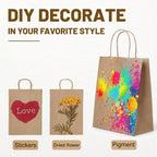 LIHOMR Gift Bags 5.9"x3.15"x8.25" 100pcs Brown Kraft Paper Bag with Handles