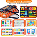 Freebear Busy Board Toddler Travel Toys Sensory Toys for Toddlers 1 2 3 4, Montessori Learning Toys for Toddlers Activities Board, Educational Toys for 3 4 Year Old Boys Girls Gift, Deluxe Classic