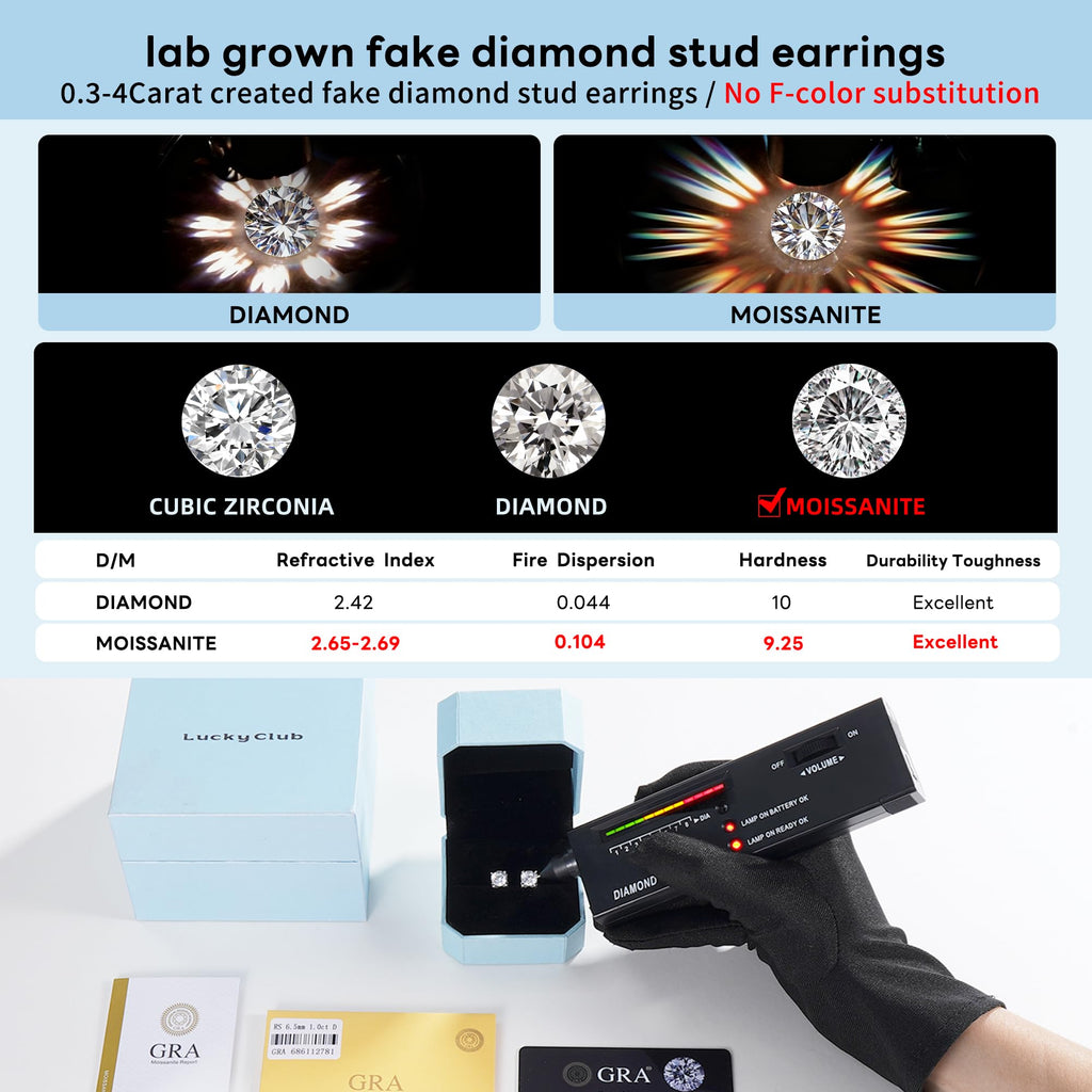 Moissanite Screw Back Earrings Men Women, Substitute Diamond Stud Earrings