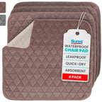 Sures Waterproof Chair Pads for Incontinence (22" x 21") - Washable, Waterproof Seat Protector - Chair Protector Seat Cover - Absorbent Pad for Bed, Seat, Car, Wheelchair & Recliner (Brown, 4 Pack)