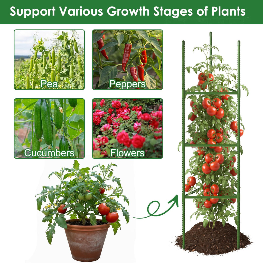 CEWOR 3 Pack Tomato Cage, 51.2 Inch Tall Adjustable Tomato Trellis