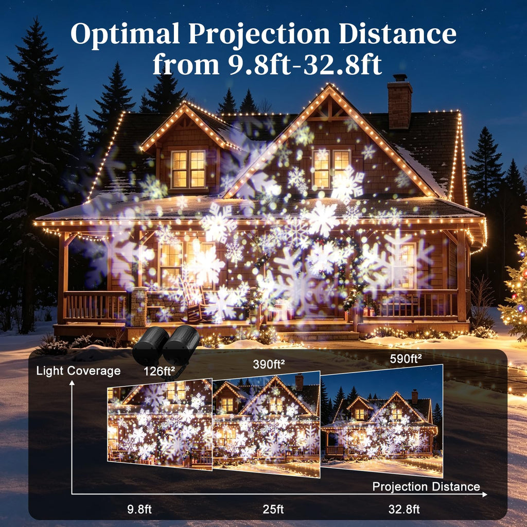 Christmas Snowflake Projector Lights Outdoor Double Head