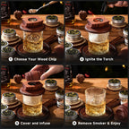 ComboJoy Whiskey Smoker Kit with Torch - 6 Flavors Wood Chips, 2 Glasses, 2 Ice Ball Molds - Cocktail Smoker Infuser Kit, Old Fashioned Drink Smoker Kit, Birthday Bourbon Gifts for Men,Dad(NO Butane)