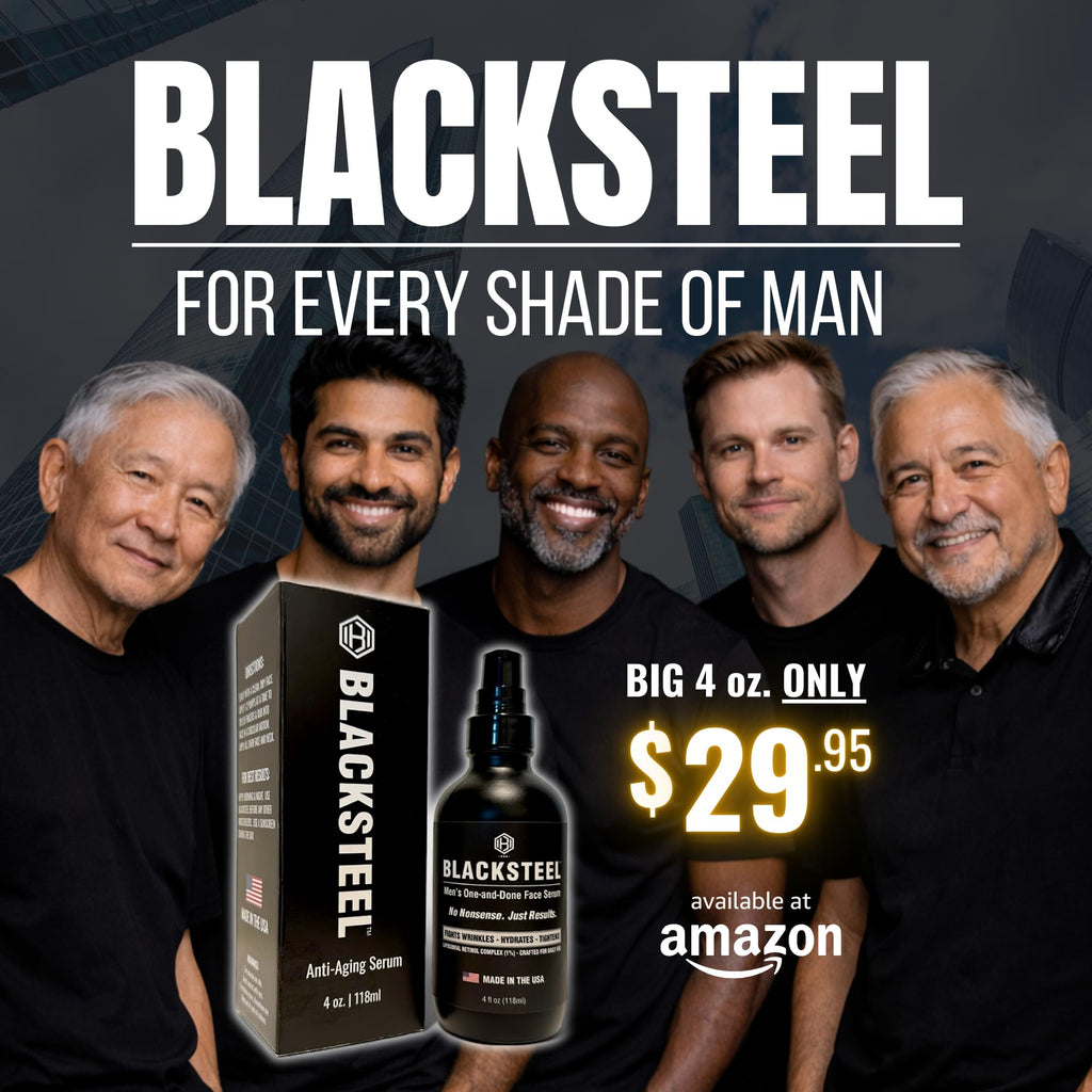 BLACKSTEEL Men’s Anti-Aging Face Serum with Retinol & Hyaluronic Acid | 4 oz (2-Pack)