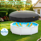 10Ft Round Pool Cover,Heavy Duty Waterproof Round Pool Covers for Above Ground Pools with Ground Nails and Windproof Ropes,Increase Stability&Tear-Resistant, Waterproof and Dustproof, Black