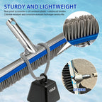 18" Wide Pool Brush Head - Combo Nylon & Stainless Steel Wire Bristles, Heavy Duty Metal Pool Brush for Extra Scrubbing Power, Curved Edge for Cleaning Inground Pool Tiles, Concrete, Walls, Corners