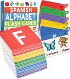 Spanish Alphabet Flash Cards - ABC Jumbo Flash Cards for Kids Ages 3-6 - Lowercase & Uppercase Letter Recognition Learning Game - Teacher Designed for Classroom, Preschool, Kindergarten & Toddlers