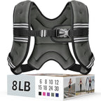 Zeerun Weighted Vest for Women & Men with Reflective Stripe and Adjustable Buckle, Comfortable & Durable Rucking Vest for Walking, Running & Strength Training, 8LBS-Gray