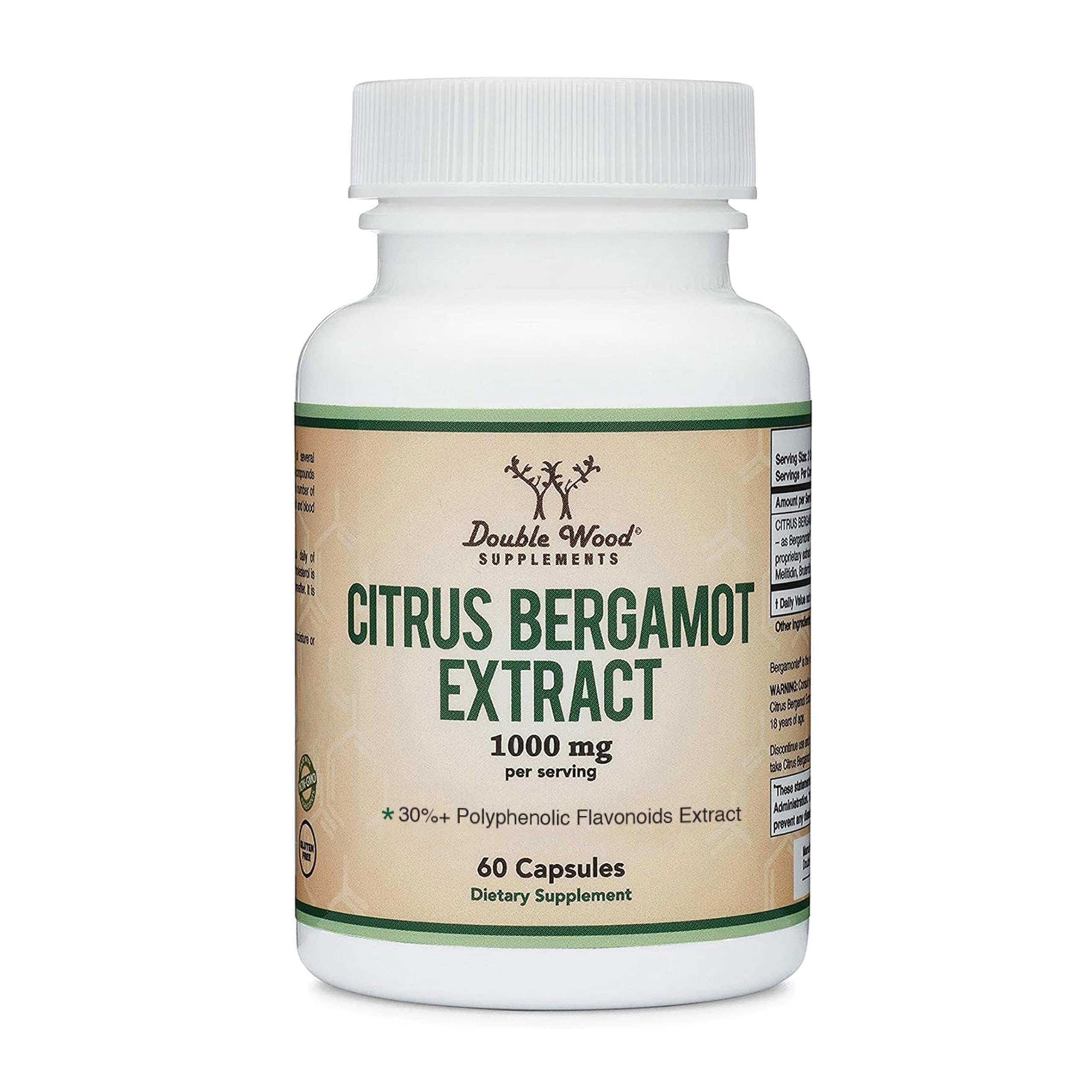 Citrus Bergamot Supplement, 1000mg, 60 Capsules - Supports Healthy Cholesterol & Triglyceride Levels - 1,000mg Servings (Bergamonte Standardization) by Double Wood