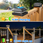 Peasur 4x4 Solar Post Cap Light 10 Pack, 2 Modes 16 LED Fence Deck Post Lights Waterproof, Black Post Lights Solar Powered Outdoor, Fit 4x4, 3.5x3.5 Wood/Vinyl Posts for Porch Fence