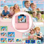 Kids Instant Camera with 64GB SD Card, Portable Digital Camera Toy for Girls and Boys Ages 3-12, Toddler Christmas and Birthday Gift for 3 4 5 6 7 8 9 10 Year Old Kids (Blue) (Pink)