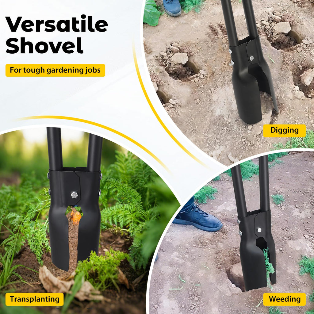 Post Hole Digger Tool, Heavy Duty Post Hole Digger with 55 Inch Handle, Dual Sharp Blades for Soil Plugging, Digging, Cultivating, Weeding, Manual Post Hole Digging Tool Garden Shovel, Black