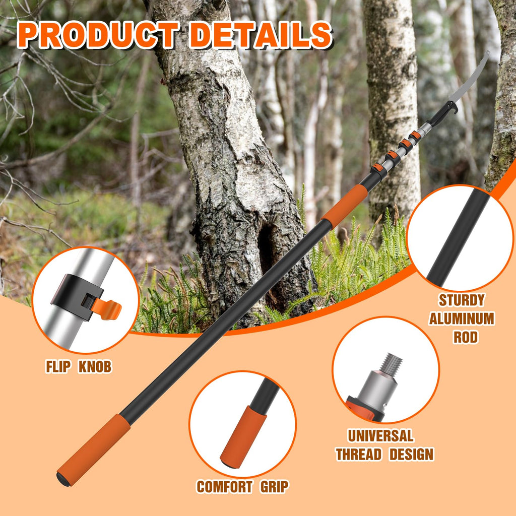 SISUPASSIE 20FT Reach Pole Saw for Tree Trimming, Telescoping Tree Pruner Extendable with 3-12FT Extension Pole, Manual Saw for Garden, Patios, Yard