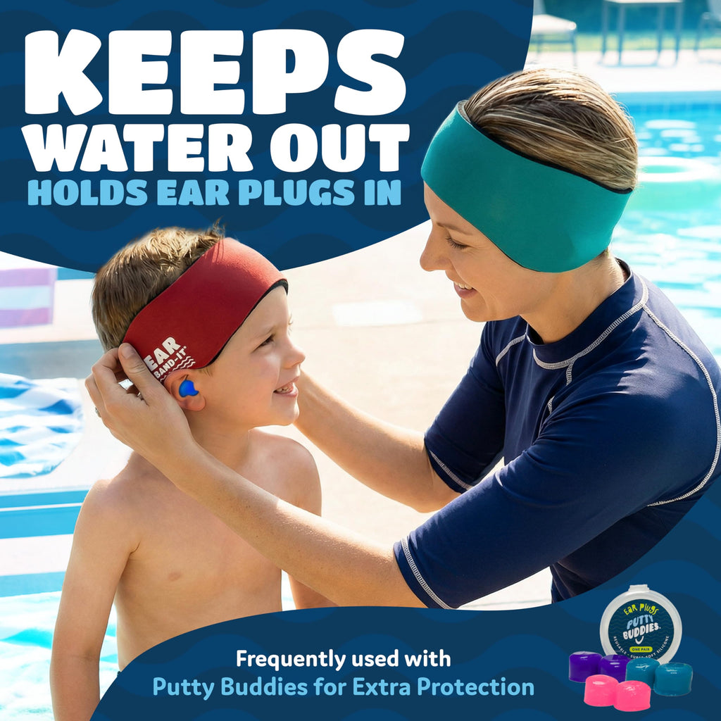 Earvolution Original Ear Band-It Swimming Headband, American Brand, Doctor-Invented - for Kids & Adults - Sensory-Friendly - Keep Ears Dry & Prevent Swimmer's Ear, Holds Earplugs In, (Magenta - Small)