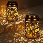 2 Pack Solar Lanterns Outdoor Waterproof, Hummingbird Garden Decor Gifts for Women Mom Grandma Hanging Solar Lights Metal Solar Decoration Outside for Yard, Patio, Lawn, Pathway