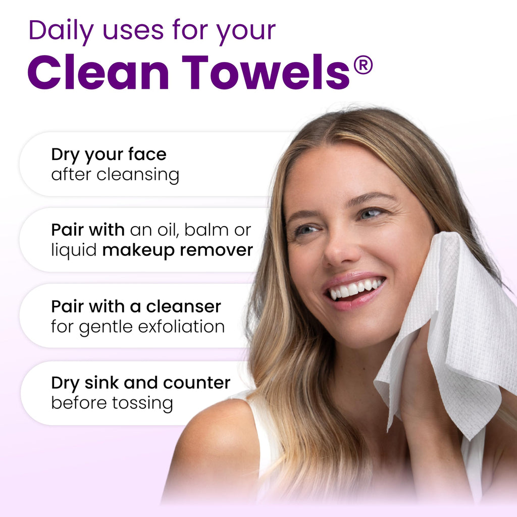 Clean Skin Club Healthy Aging Clean Towels® XL, Smooths Fine Lines Wrinkles & Texture in 6 weeks, Treated for Extra Softness, Disposable Face Towels, Anti Aging Makeup Remover Dry Wipe, 50 count