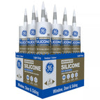GE Advanced Silicone Caulk for Window & Door, Light Gray, 10.1 fl oz Cartridge, 12 Pack