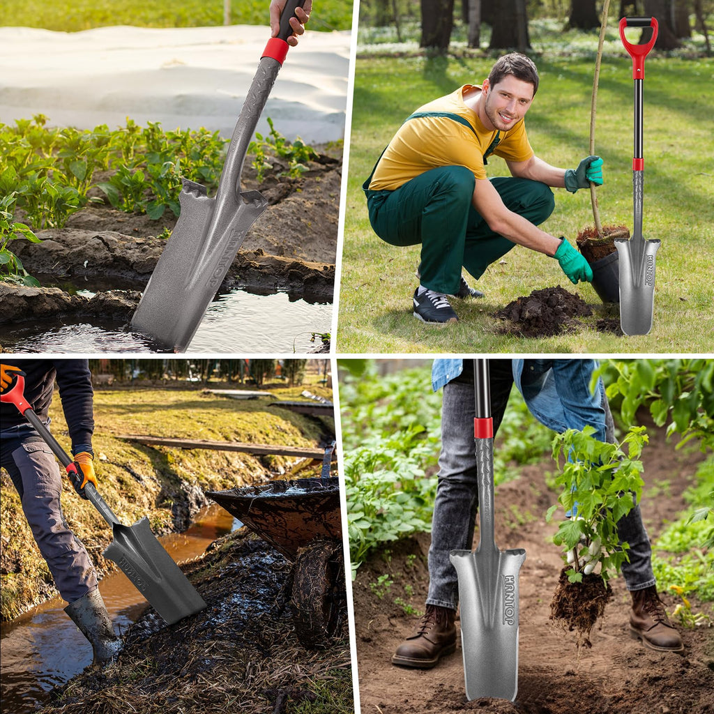 Hantop Drain Spade Digging Garden Shovel, 44 inches