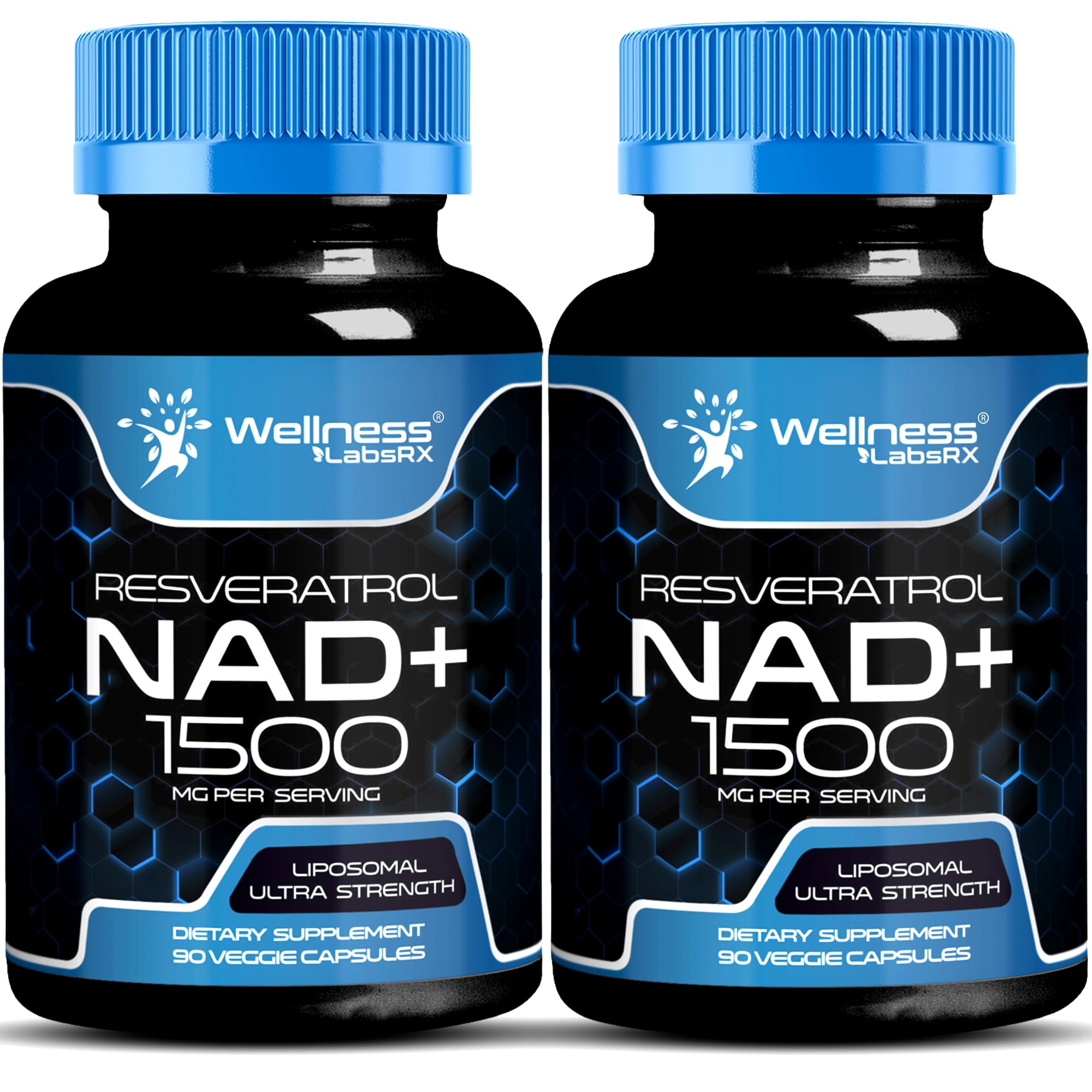 WELLNESS LABSRX Liposomal NAD Supplement, 1500mg - NAD Resveratrol Supplement for Women and Men, NAD+ Support Cellular Health, Energy & Anti Aging - 2 Pack