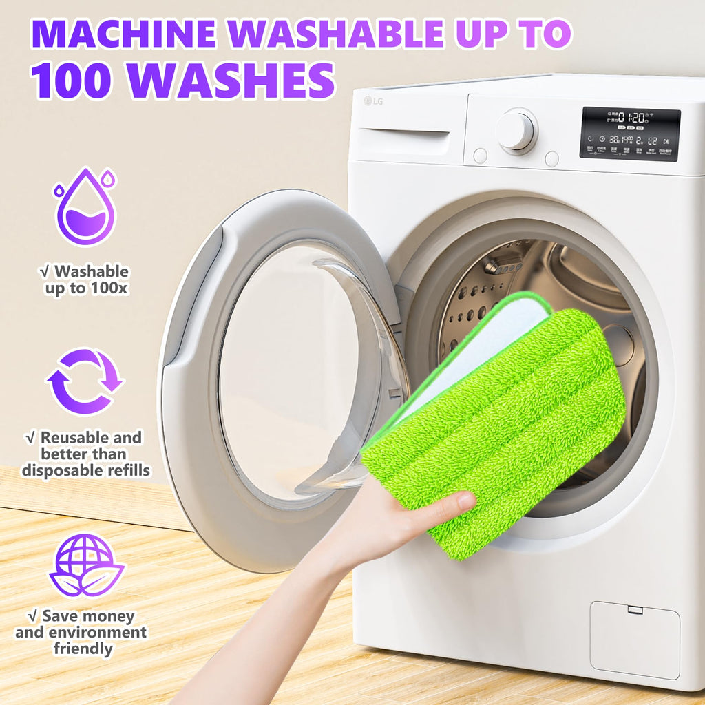 18 Pack Reusable Mop Pads Compatible with Swiffer PowerMop, Wood Floor Pads Microfiber Mop Replacement Refills Machine Washable for All Floor Surfaces