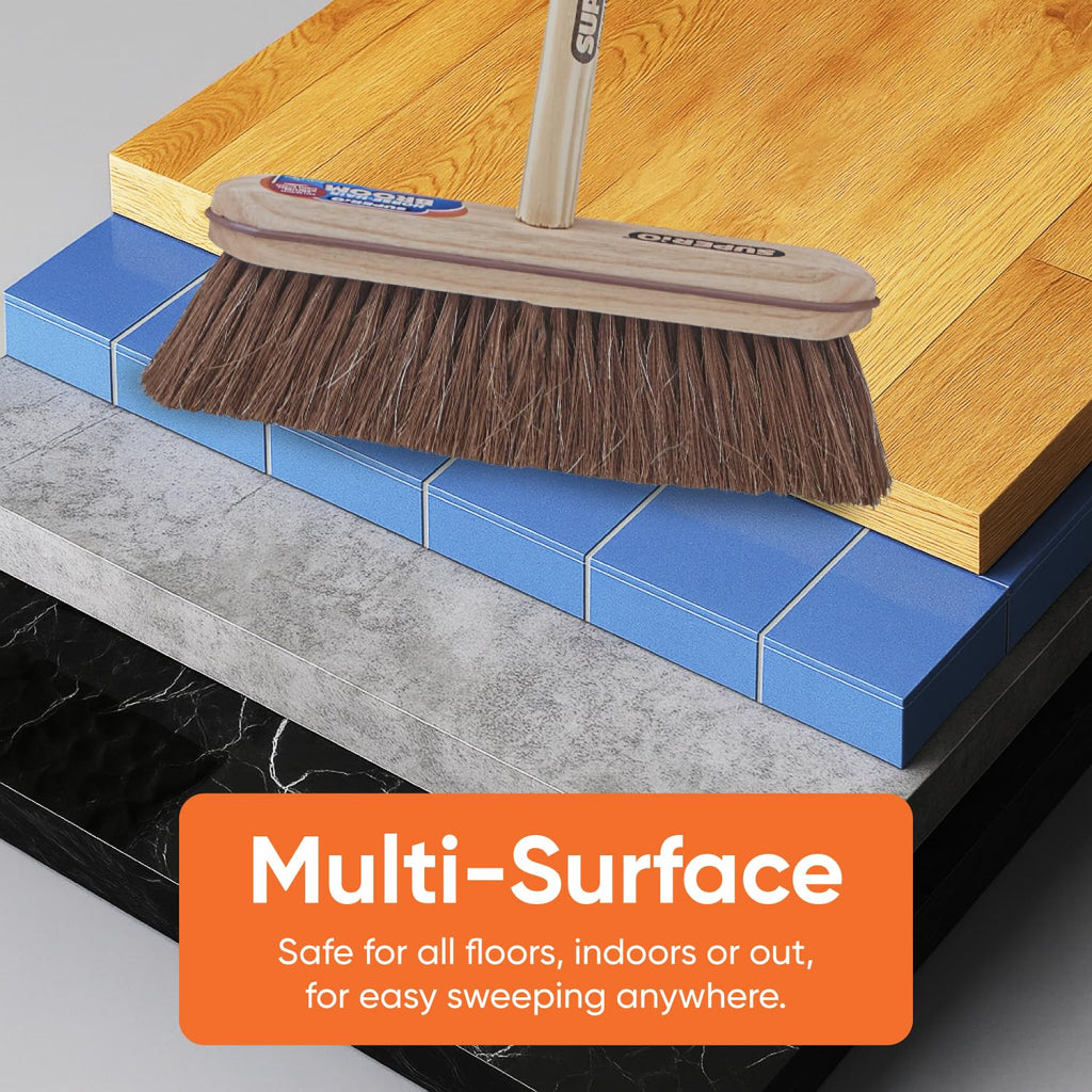 Refill Head for Kitchen and Home – Heavy Duty Household Broom for Easy Sweeping Dust and Wisp Floors and Corners (Horsehair)