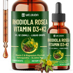 17in1 Rhodiola Rosea Liquid Supplement with Ashwagandha, Magnesium Glycine, L-Theanine, Vitamin C, Vitamin D3, Vitamin K2, Ginkgo, Turmeric, Holy Basil and More - 1 FL Oz - 60 Day Supply