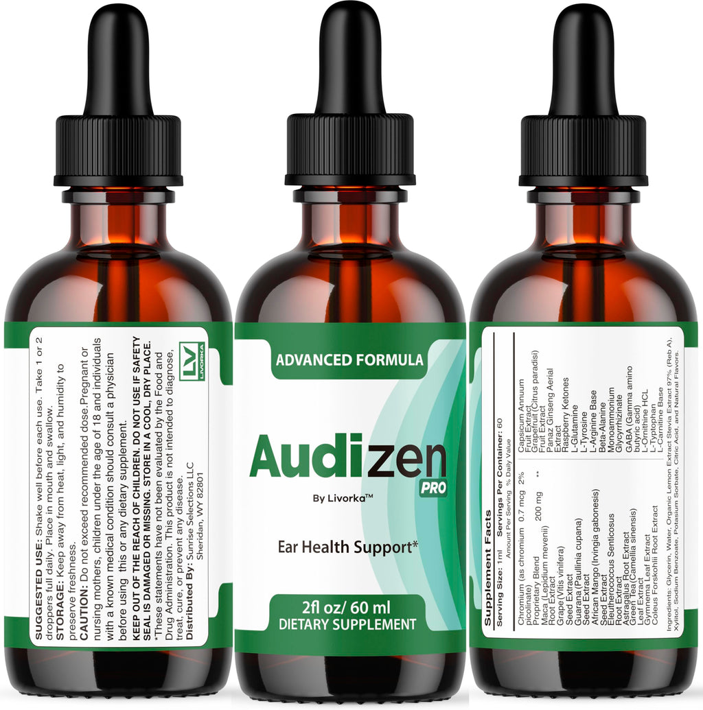 (2 Pack) Audizen Pro - Original Audizen Pro Drops for Healthy Ringing Ear, Support Oral Supplement Drop All Natural Clean Liquid Formula Auditory Wellness and Inner Ear Balance, 2 Bottles for 2 Months
