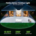 TECKNET 4200LM 416 LED Solar Lights Outdoor IP66 Waterproof,Solar Motion Lights Outdoor with 300° Angle & 3 Lighting Modes,Solar Outdoor Lights for Patio Yard Deck Front Garden Garage- 4 Pack