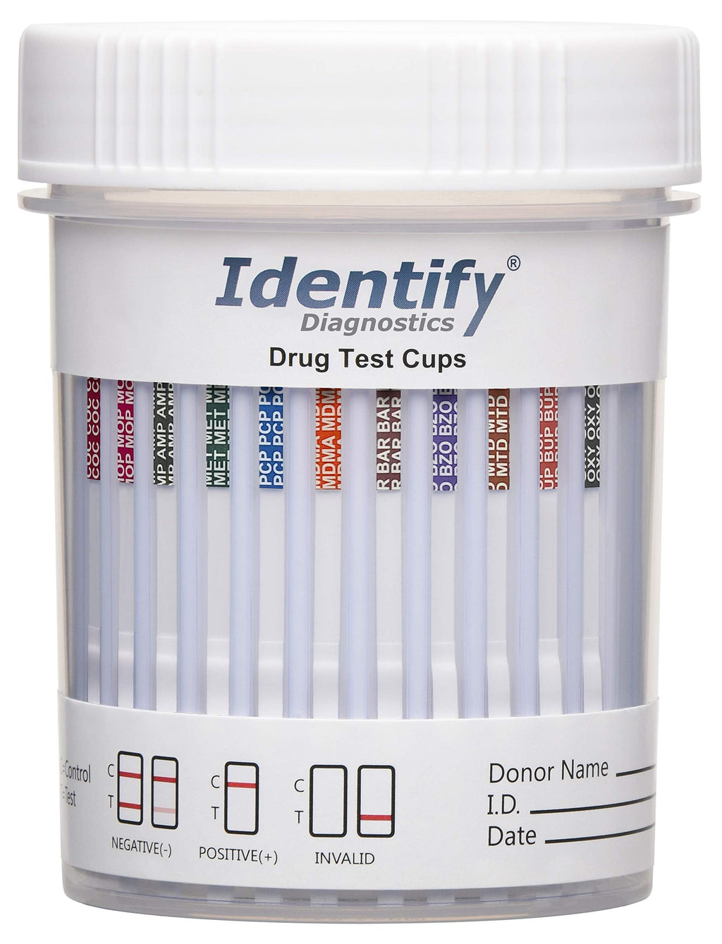 Identify Diagnostics 12 Panel Drug Test Cups, 125 Pack, At-Home OTC