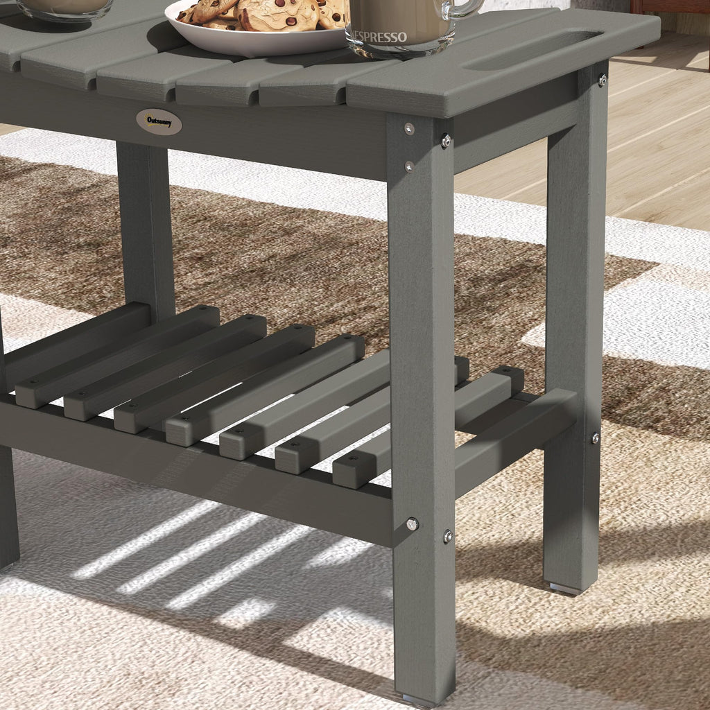 Outsunny Shower Bench for Inside Shower, HDPE Shower Stool with Handle, Storage Shelf, Non-Slip Pads, Waterproof Foot Stool for Indoor Outdoor, Dark Gray