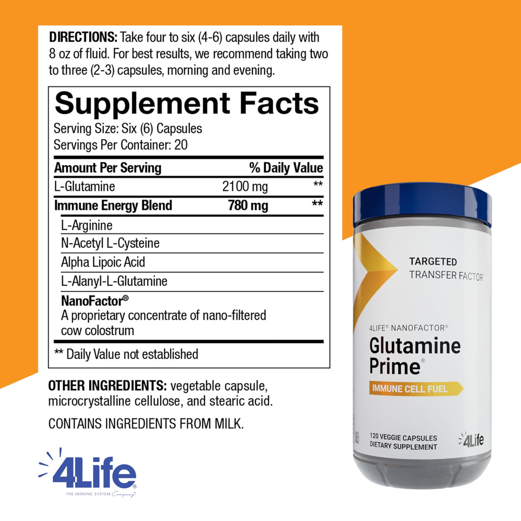 4Life Targeted Transfer Factor Glutamine Prime Immune Support, 120 Capsules