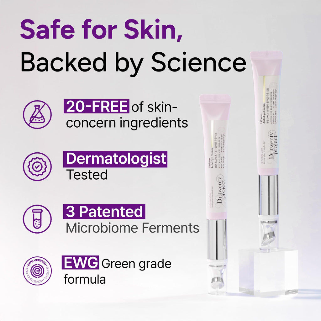 Dr.twentyproject Lifderm Eye Cream with Collagen & Vibrating Device for Wrinkles, Anti-Aging, Dark Circles – Lifting, Firming, Tightening, Depuffing, Nourishing Korean Skincare (20ml 0.6 fl oz)