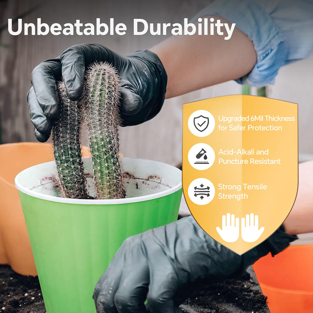 UYKKE Nitrile Gloves Disposable Rubber Latex Gloves Large Black Nitrile Glove Disposable Rubber Latex Mechanic HEAVY DUTY 7 Mil Glove