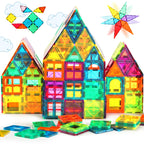 CuteTiger Magnetic Tiles, Magnet Tiles, Magnetic Building Blocks, Square Building Castle, Preschool Toys, STEM Stacking Construction Toys for Boys Girls 3 Years up