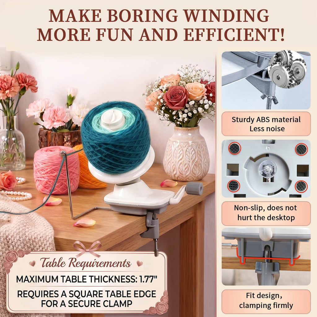 SPEENSUN 3.5 OZ Yarn Ball Winder, Low Noise Spinner for Crocheting, Grey