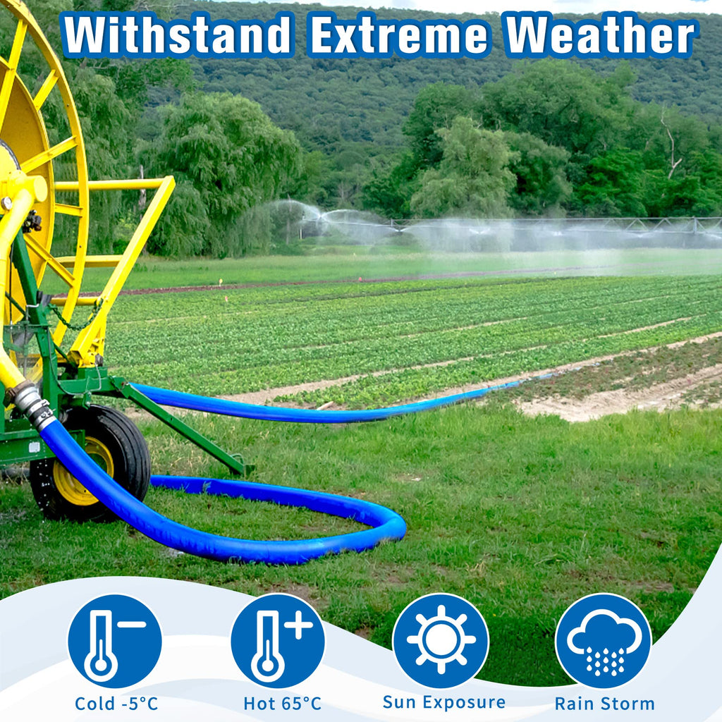 2 IN x 110FT Pool Backwash Hose Heavy Duty Drain Discharge Double PVC Layflat Hose with 2 Clamps, Weatherproof Burst Resistant for Water Transfer, Sump Pump, Pool Filter, Pool Drain (33.6M, Blue)