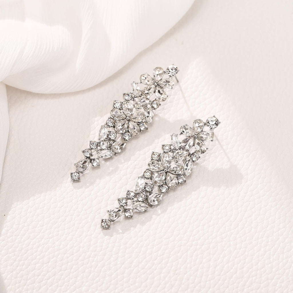 EleQueen Women's Sparkle Clear Crysatl Bridal Earrings bridal for Wedding