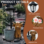 Muzzysse Highland Cow Statues Outdoor Solar Sculptures with Solar Lights and Flowerpot Funny Garden Decor Animal Figurines Resin Outdoor Statues for Patio Yard Lawn Balcony Grandma Mom Gifts