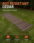 yoopin Wooden Garden Pathway Roll Out Walkway, Flexible Outdoor Wood Boardwalk for Lawn Sand Backyard, Non Slip Surface, Portable Garden Path with Rubber Connectors, 11.5FT, Brown