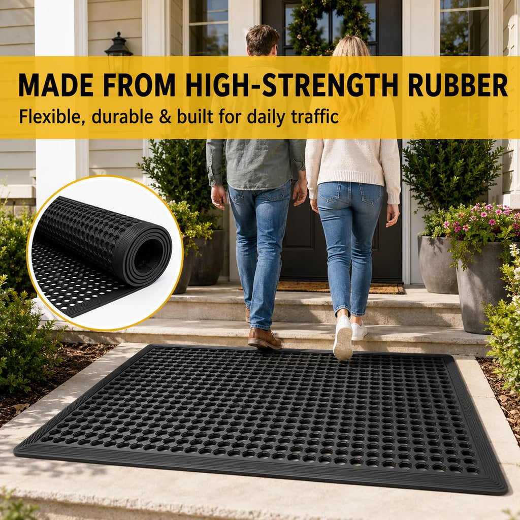 BESEA 4 Pack 24 x 36 Inch Rubber Floor Mats, Non-Slip Drainage Mats