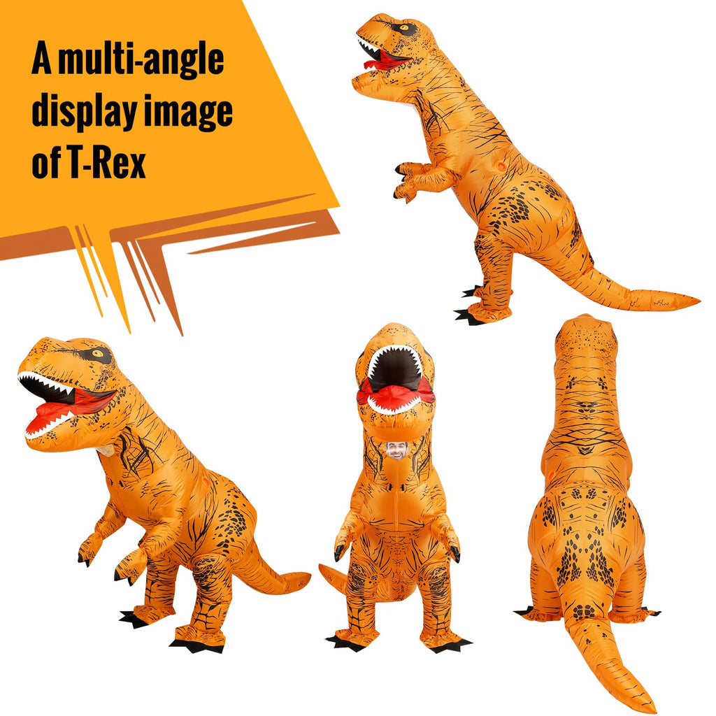 viwzon Inflatable T-Rex Costume, Adults Dinosaur Blow Up Suit for Halloween Cosplay Themed Parties, Dino Costume