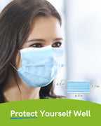 FriCARE Disposable Face Masks, 3-Ply ASTM Level 3 Medical Grade, Breathable & Comfortable for Adult Daily Work/Sun Protection, 50 Pack Blue