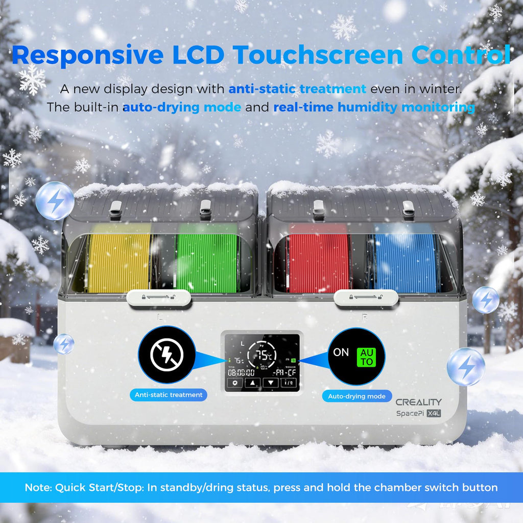 Creality Filament Dryer 4 Spools, Space Pi X4L Filament Storage Box, Dual Heating Chambers Dual 200W PTC Heats, Fast Drying Moisture-Free Storage, for PLA, PETG, TPU, ABS 1.75/2.85mm
