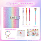 JIALILI Diary with Lock for Girls, Password Locked Journals for Teen Girls, Secret Diary Gifts for 9 10 11 12 Year Old Girls, Kids Journals Set for Ages 8-12 Teenage