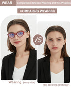 EYEURL 4-Pack Cat Eye Reading Glasses for Women- Blue Light Blocking Readers with Spring Hinges,Anti-Glare/UV Rays Reading Glasses,1.5