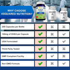 DHEA 100mg Supplement – 200 Capsules – High Potency Dehydroepiandrosterone for Men and Women – Max Strength Pills for Brain Health, Energy, and Immune Function – Formulated in USA, Third-Party Tested
