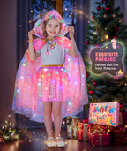 Princess Dress Up for Girls, Unicorn Light up Princess Cape Princess Dress