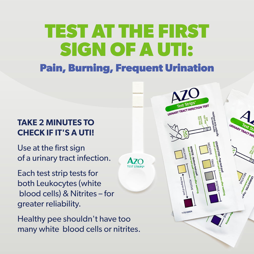 AZO Urinary Tract Infection (UTI) Test Strips, Accurate Results in 2 Minutes, Clinically Tested, Easy to Read Results, Clean Grip Handle, #1 Most Trusted Brand, 3 Count