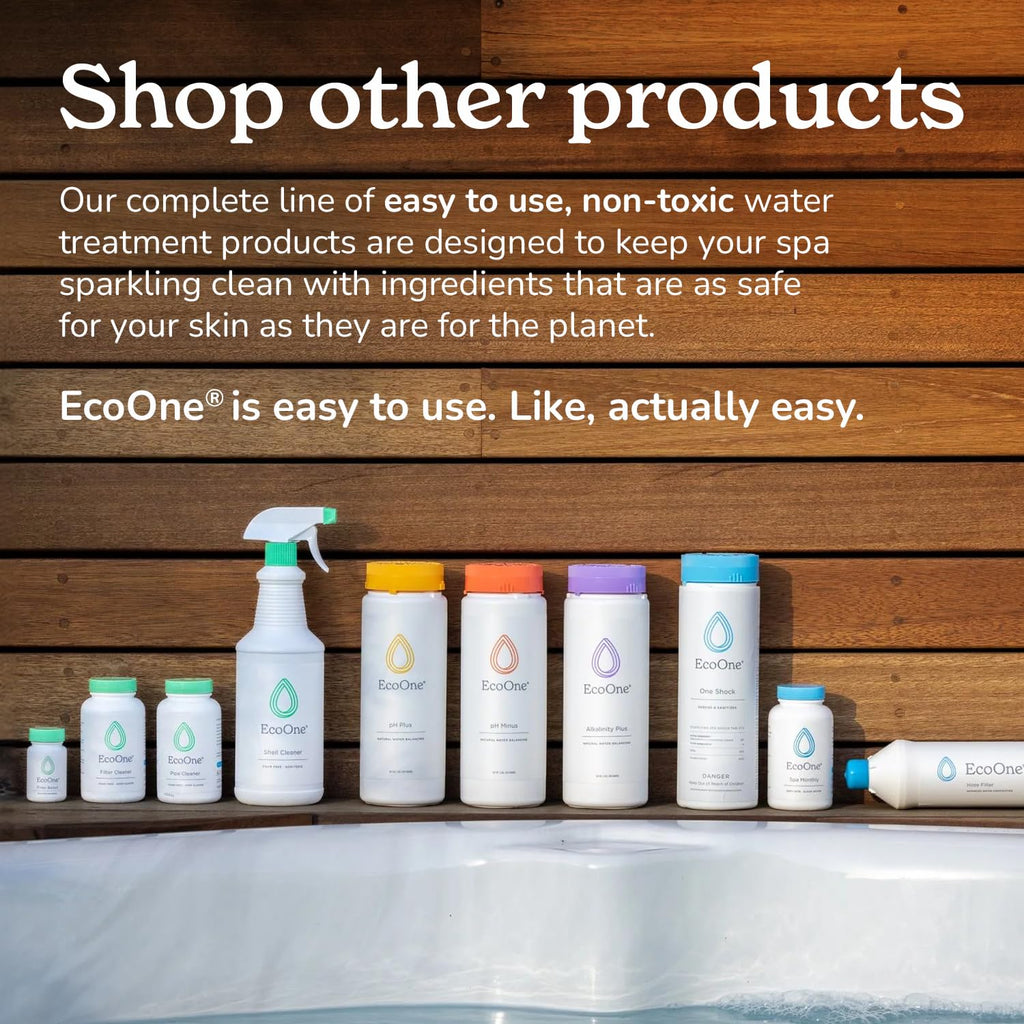 EcoOne Spa Monthly | Gentle All-Natural Spa Treatment | Conditioning Hot Tub, Pool, & Spa Cleaner | Above, In-Ground, or Inflatable Hot Tub Cleaner Stabilizes pH & Alkalinity, 8 Oz, (6-Pack)